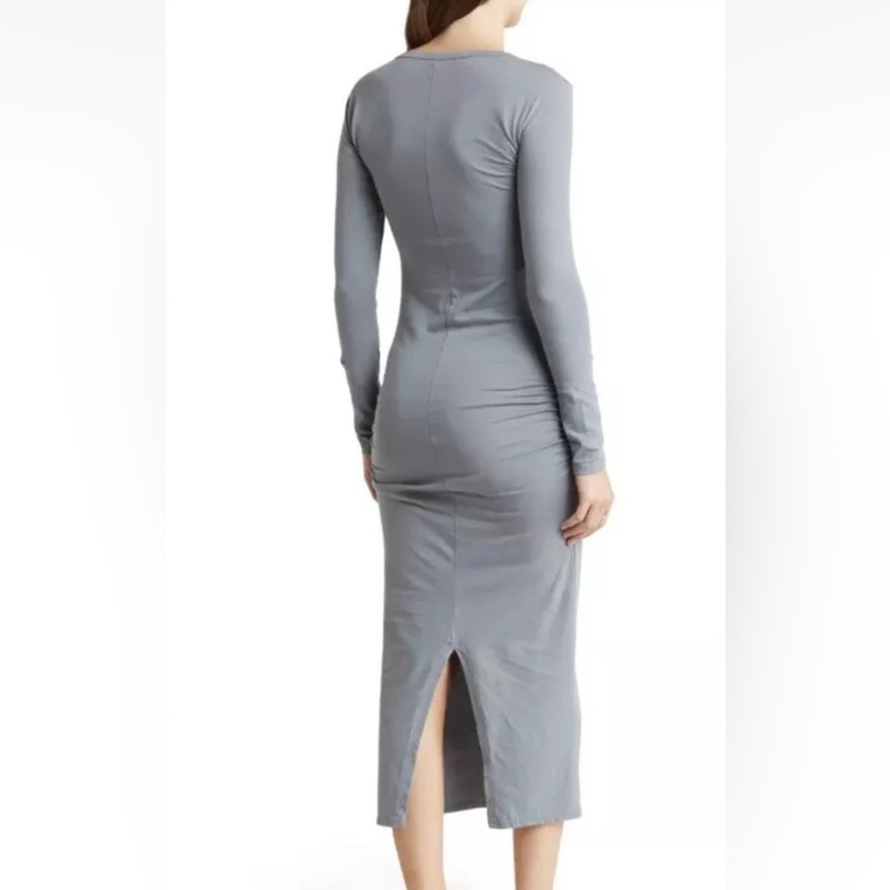 James Perse size 2 = Small the Rib arsenic Long Sleeve scoop neck maxi Dress - Picture 2 of 8